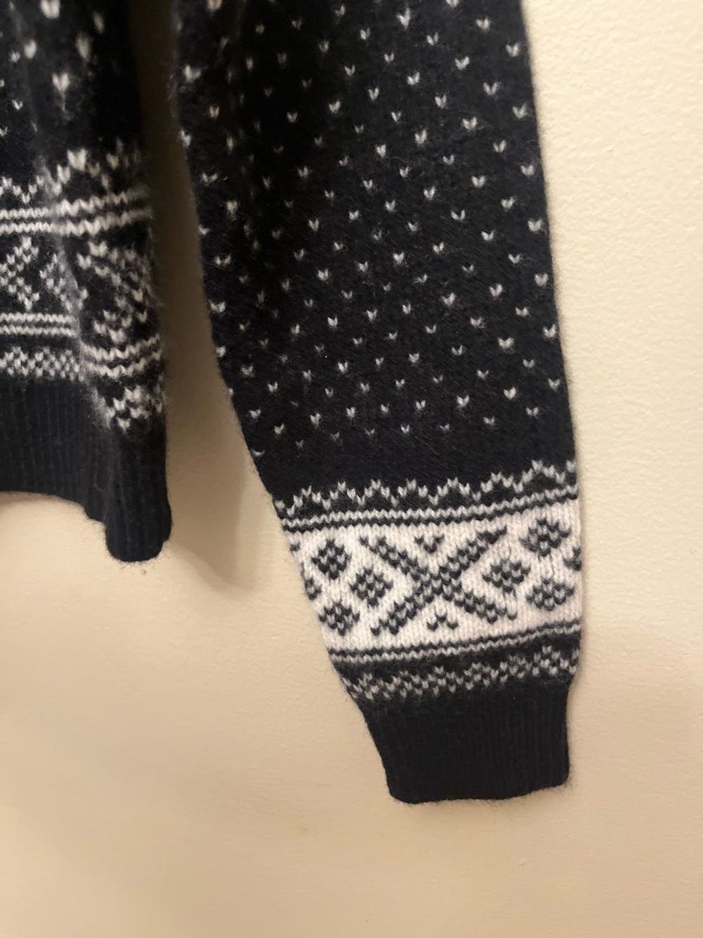 NWT $178 J. Crew Fair Isle Cardigan 100% Lambs Wool Women's Size XS Black Ivory - Picture 5 of 9
